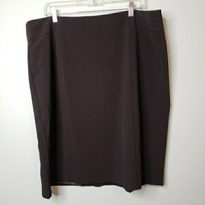 Dress Barn Lined Panel Skirt Straight Midi Office Career Basic Black Women Sz 18